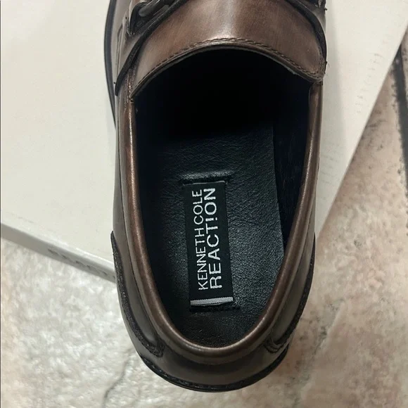 Kenneth Cole Reaction Dark Brown Leather Loafers New - Picture 2 of 5